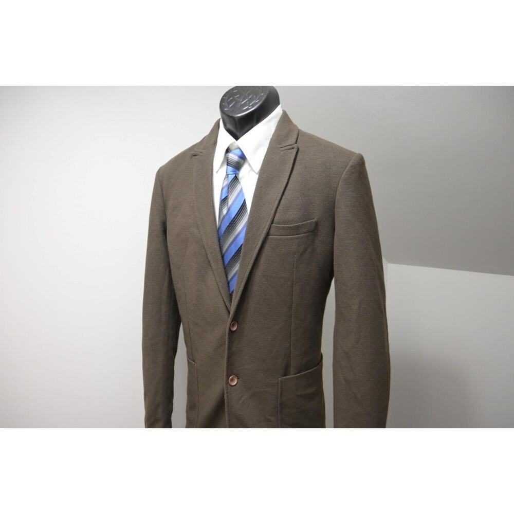 Zara Man Brown 2 Button Leather Elbows Blazer Sports Jacket Mens Size 40 R